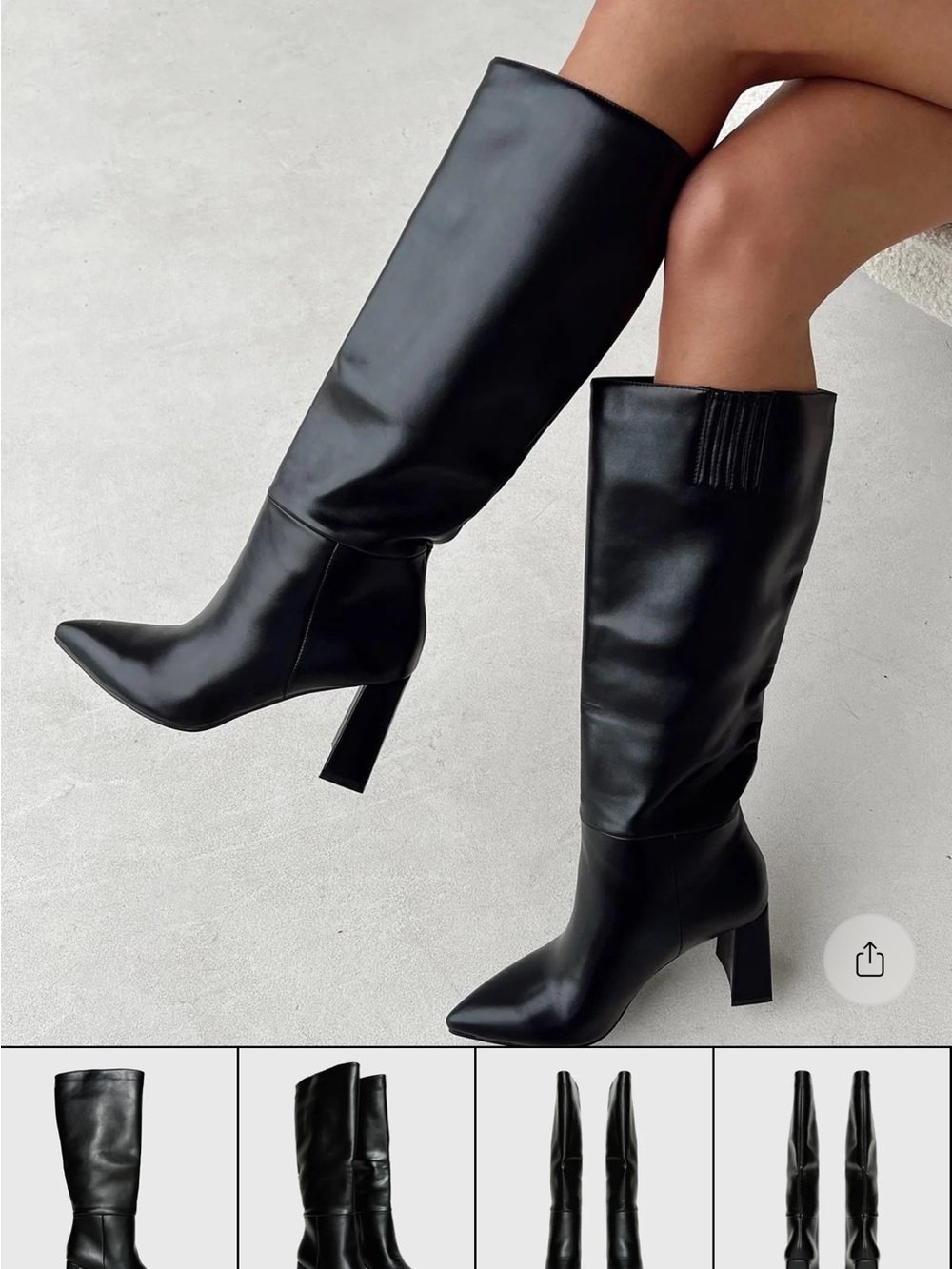 Classic Black Knee-High Pointed Toe Boots - Women